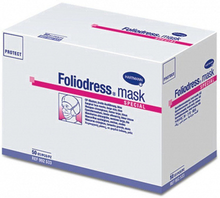 Foliodress mask Comfort special  - для лиц, носящих очки и бороду /зеленые/; 50 шт.