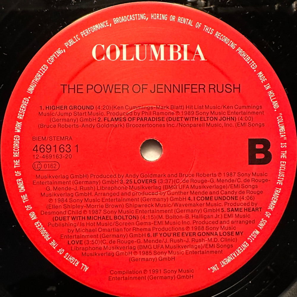 Jennifer Rush ‎– The Power Of Jennifer Rush (Голландия 1991г.)