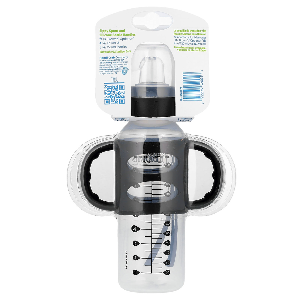 Dr. Brown's, Флакон с носиком, от 6 месяцев, черный, 250 мл (8 унций)
