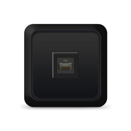 Розетка компьютерная одноместная UNIVersal "Олимп",о/у, 1А, RJ45, черная  (1/10)