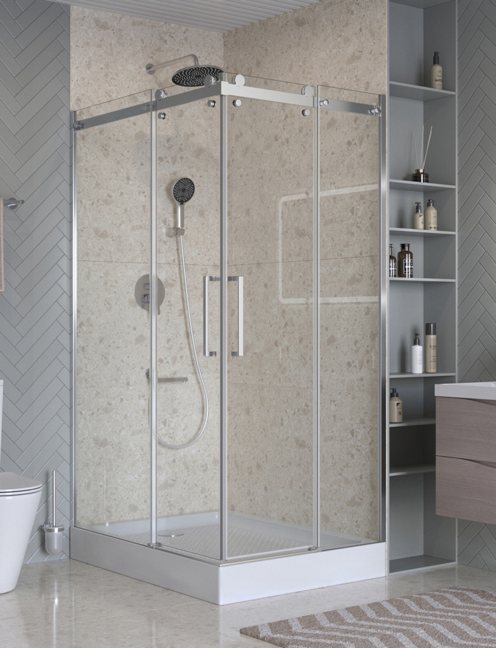 Душевой уголок 120х90см BelBagno MARINO-2-AH-2-120/90-C-CR профиль хром, стекло прозрачное