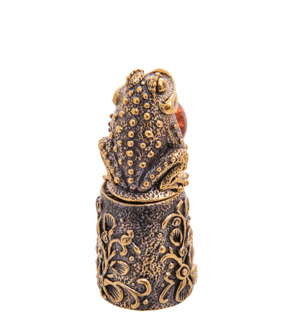 AM-3553 Наперсток «Лягушка» (латунь, янтарь)