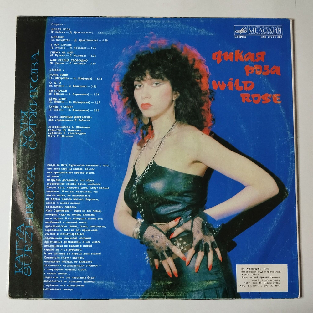 Винтажная виниловая пластинка LP Катя Суржикова Дикая Роза (СССР 1989)