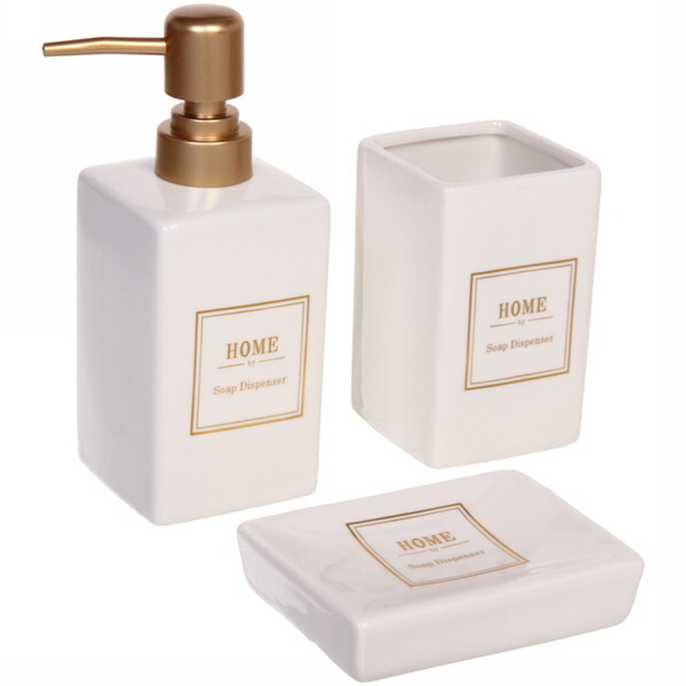 Набор для ванной из 3-х предметов керамический «Кадис» белый