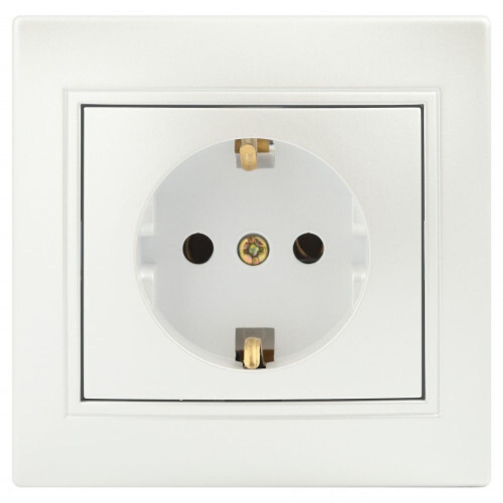 Розетка Intro Plano 1-202-06 с заземлением 2P+E Schuko, 16А-250В, IP20, СУ, перламутр