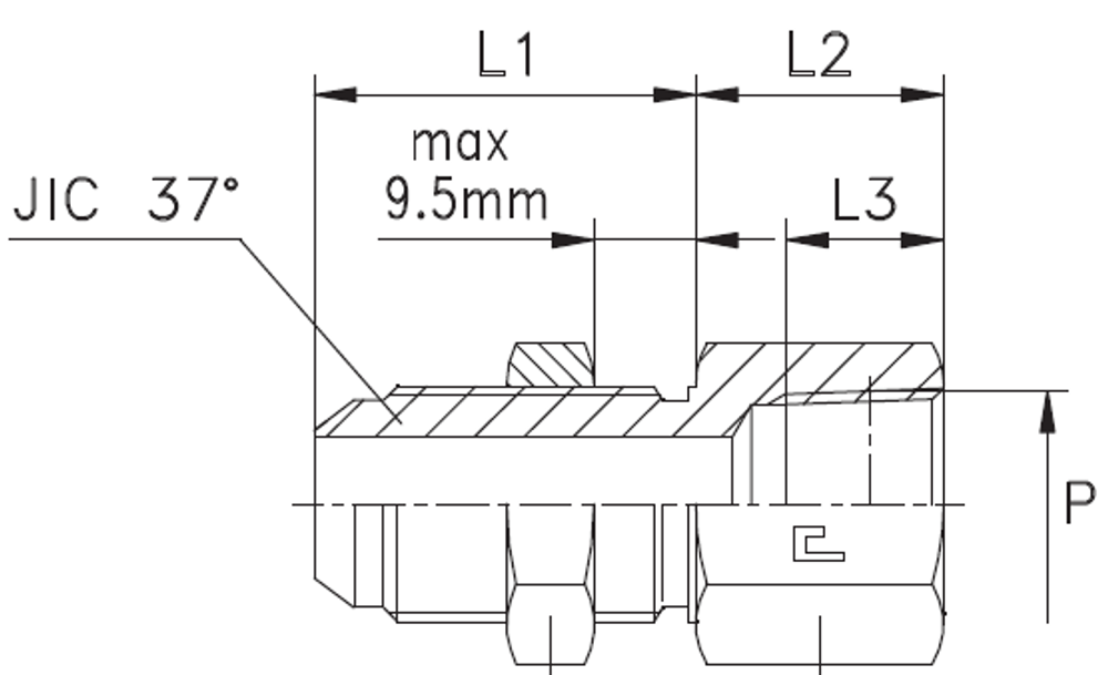 Соединение PD JIC 7/8" NPTF 1/2"
