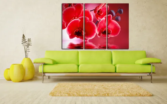Модульная картина "Красные орхидеи"