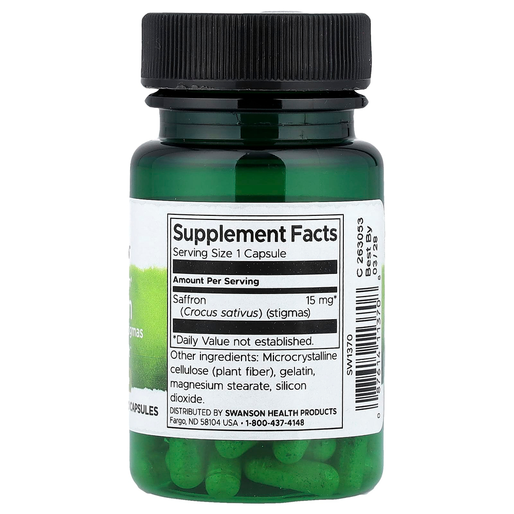 Swanson, Full Spectrum®, шафран, 15 мг, 60 капсул