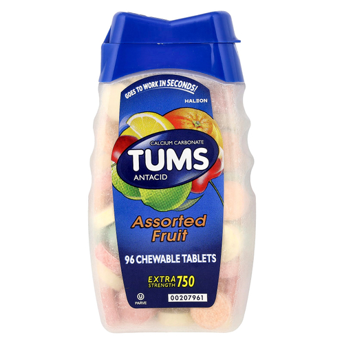 Tums, антацид, фруктовое ассорти, 96 жевательных таблеток (750 мг в 1 таблетке)