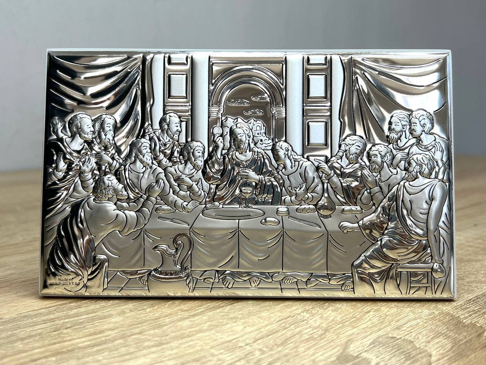 Тайная Вечеря, прямоугольная, белое дерево 90х150