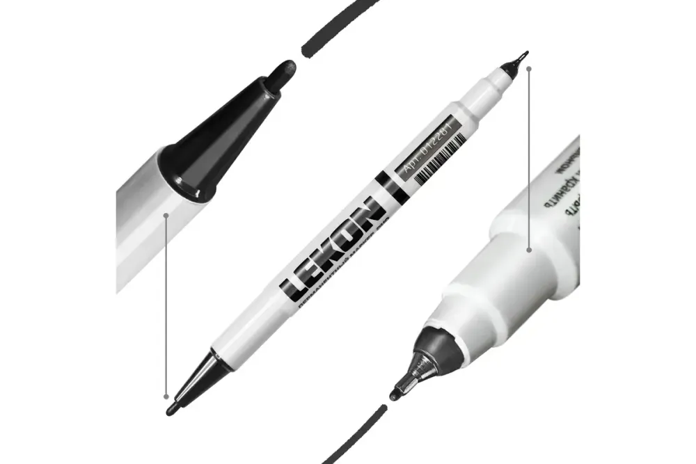 Маркер LEKON DUO перманентный двухсторонний, черный, 012281