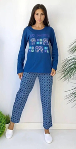 Пижама женская штаны+футб д/р (флан) ПВ0008-2 велик