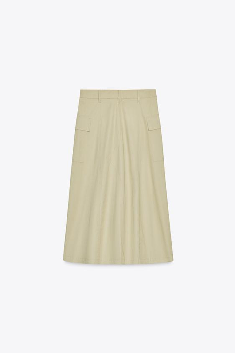 ZARA ЮБКА-МИДИ КАРГО, СВЕТЛЫЙ ХАКИ