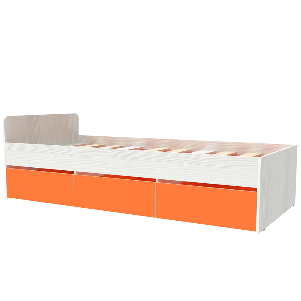 Кровать односпальная КарИВи КИВи Белое Дерево Оранжевый