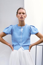 Вязаный кардиган с короткими рукавами и рукавами-балонами - ZARA