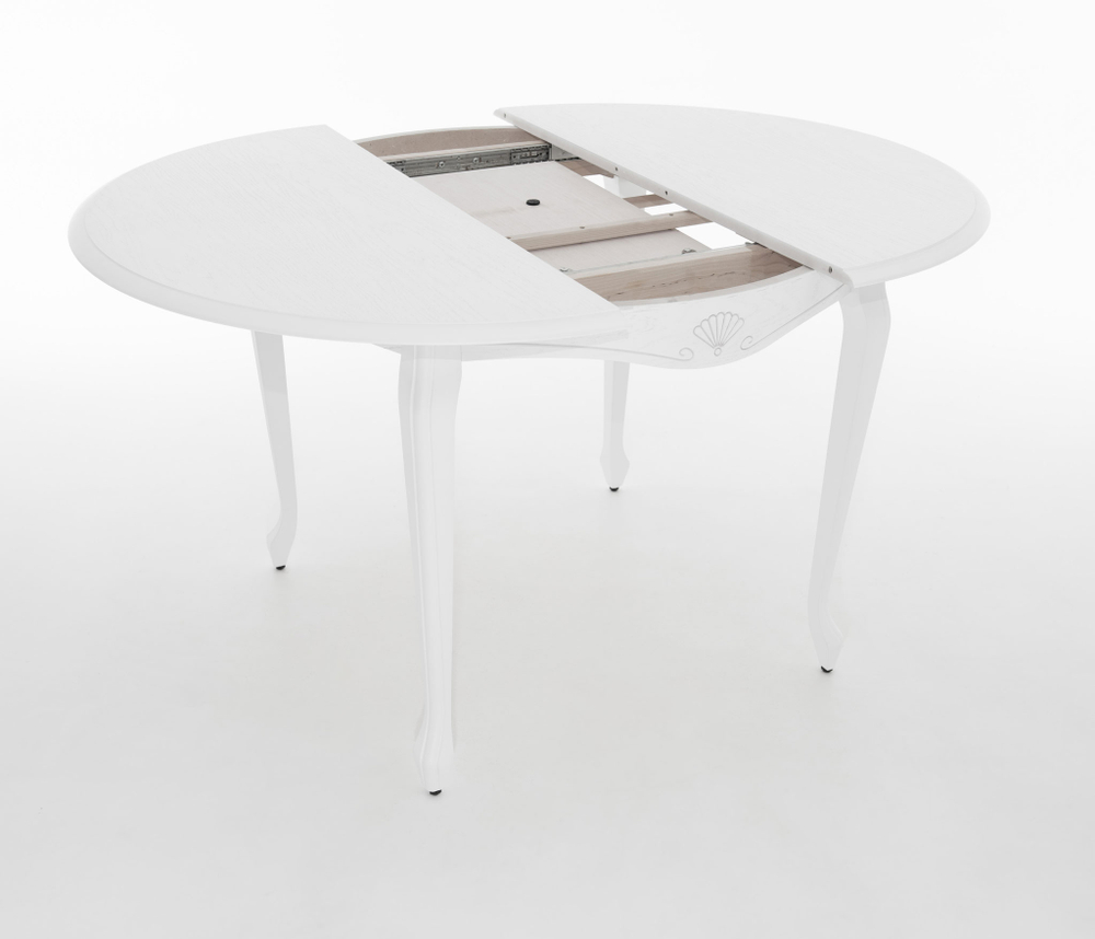 Стол Аврора Кабриоль D105, Эмаль белая/Патина серебро