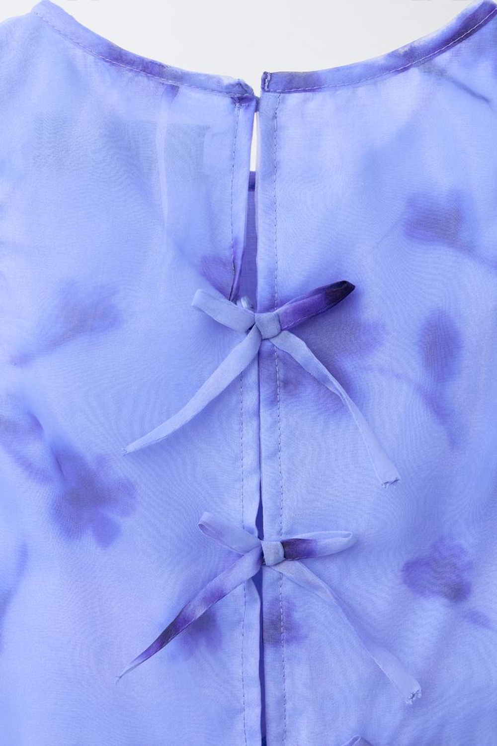 ZARA ПЛАТЬЕ ИЗ ОРГАНЗЫ С ЦВЕТОЧНЫМ ПРИНТОМ, СИНЕВАТЫЙ