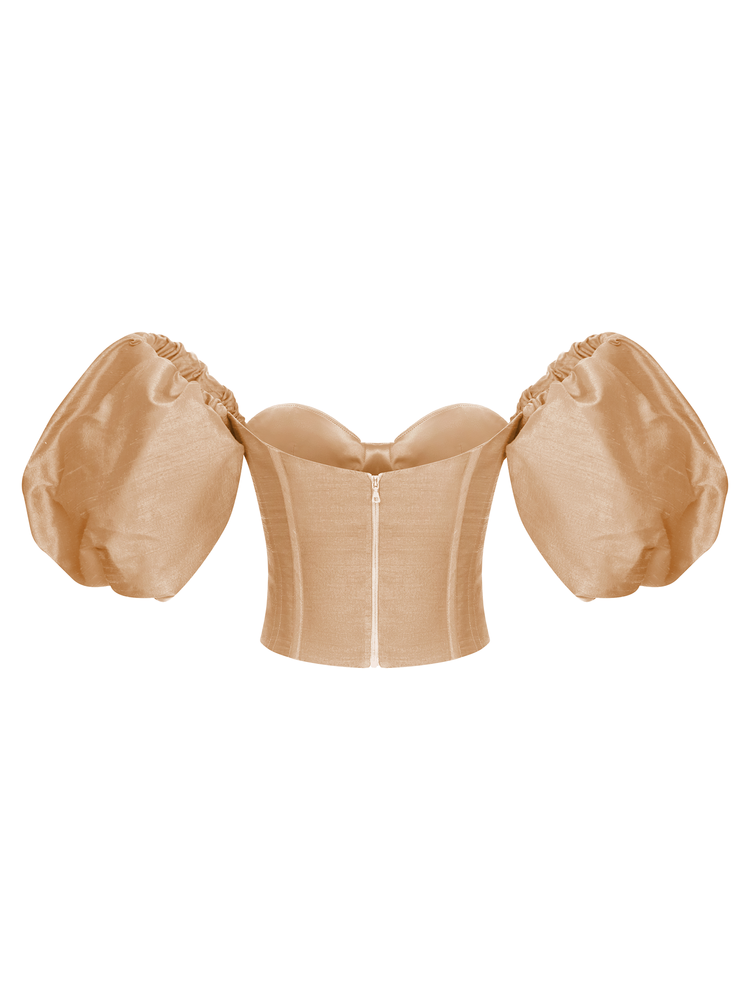 Шелковый топ с объемными рукавами