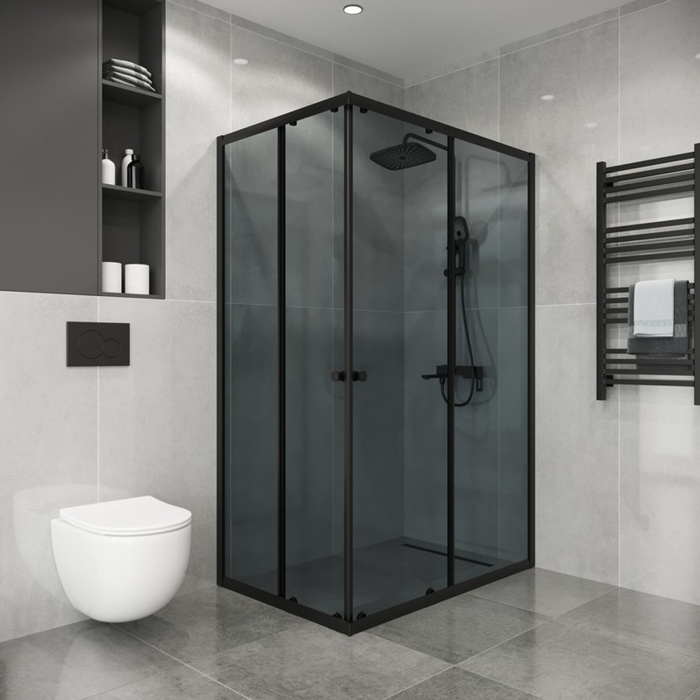 Душевое ограждение Niagara Eco NG-1118-14QT (110х80х190) прямоугольник,раздвижное,черный,стекло тонированное,1 место