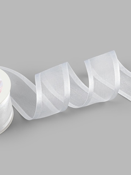 Лента декоративная, капроновая, атласная, 40 мм, белая, 7114106