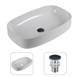 Раковина накладная CULTO TOR 590*370*130 прямоугольная белая с донным клапаном (черный)