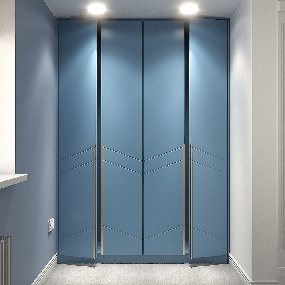 Распашной шкаф Авелин четырехсекционный в синей эмали  210*60*220