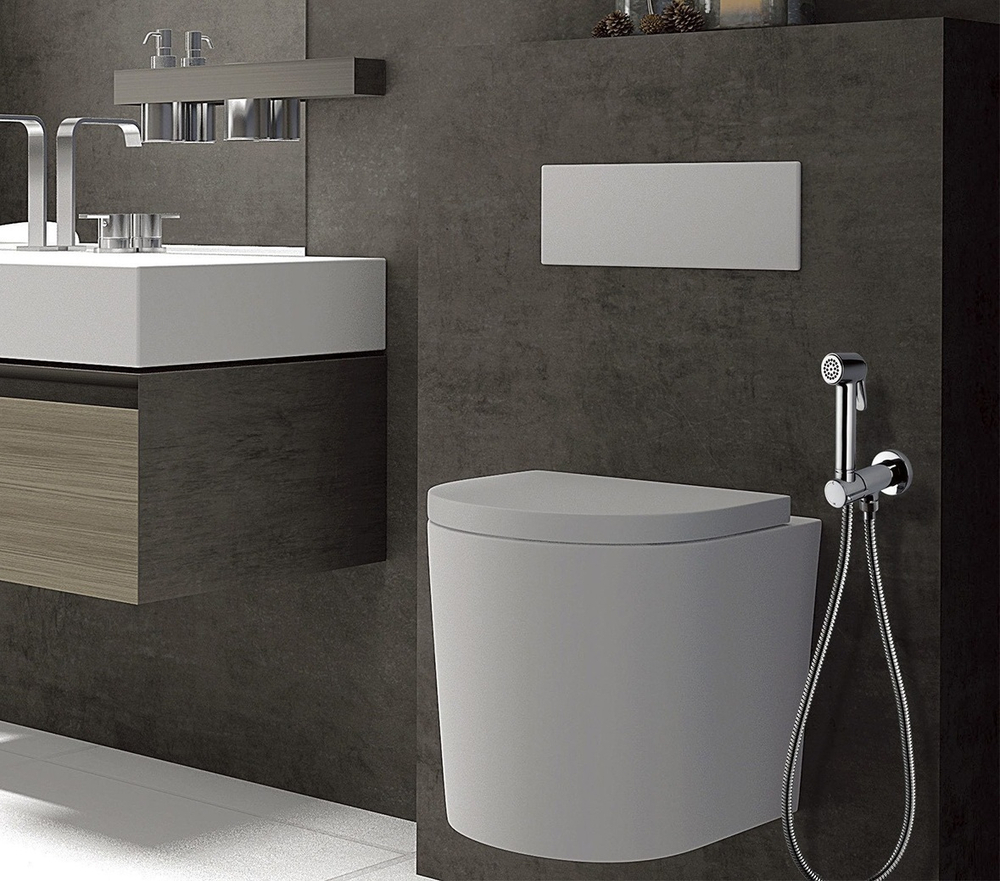 Bossini Paloma Brass Mixer Set гигиенический комплект: смеситель прогрессивный, душ, шланг 1250 мм, держатель с шланговым подключением, цвет хром