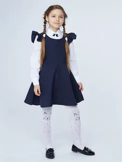 Школьный сарафан для девочки, цвет синий, рост 122