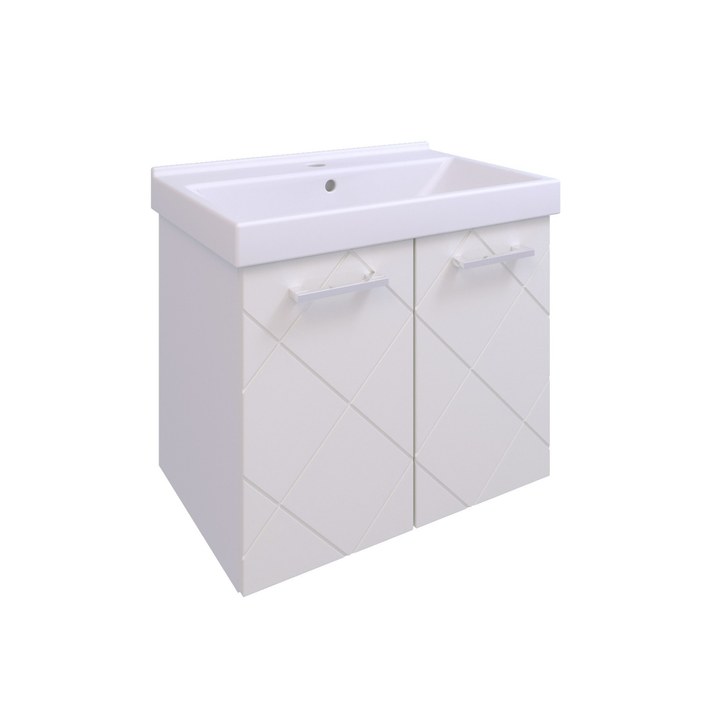 Тумба под раковину, 2 двери, 500, коллекция (Астра, Cersanit Como, Основной, Белый снег, Молочный глянец)