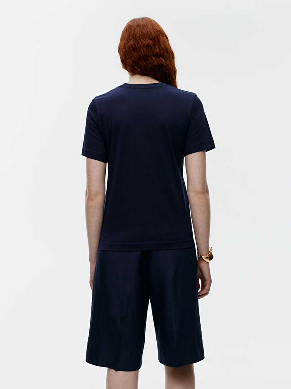 ARKET ФУТБОЛКА С КРУГЛЫМ ВЫРЕЗОМ, ТЕМНО-СИНИЙ