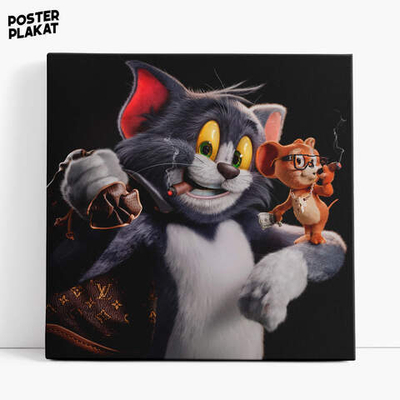 Картина Том и Джерри / The Tom and Jerry, холст с печатью на подрамнике, интерьерная, Постер Плакат