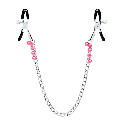 Зажимы на соски с розовыми бусинками и цепочкой Bior Toys Notabu NTB-80690