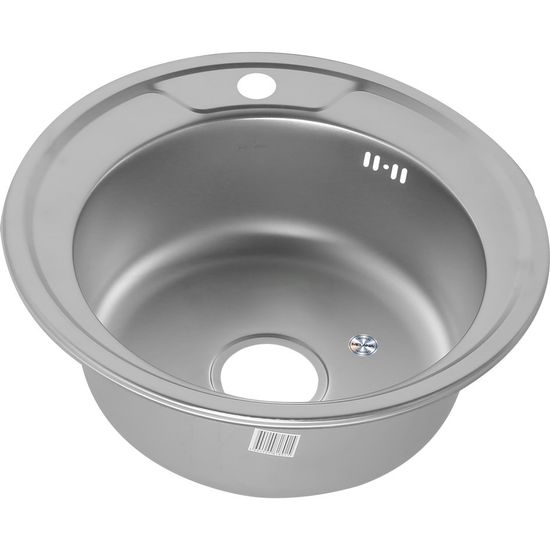 Мойка врезная круглая D490 0,6мм МАТОВАЯ слив 3 1/2 + сифон
