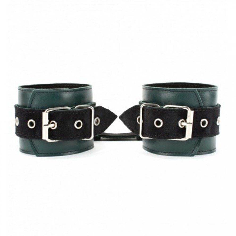 Наручники из натуральной кожи изумруд