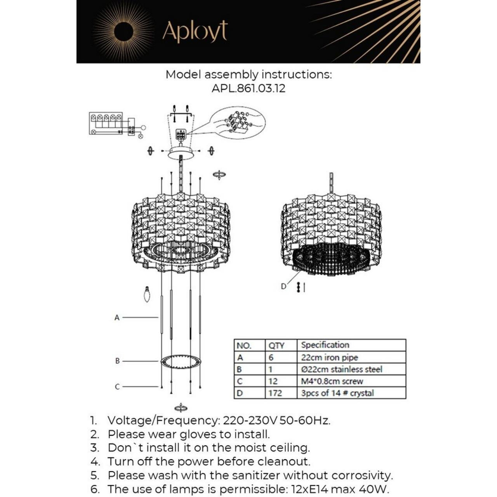 Подвесная люстра Aployt Felikayt APL.861.03.12