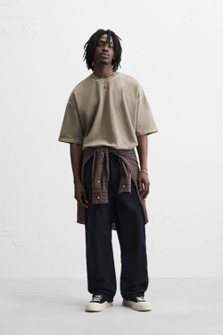 ZARA ТОЛСТОВКА RELAXED FIT С ЭФФЕКТОМ ПОТЕРТОСТИ, ТЕМНЫЙ ХАКИ