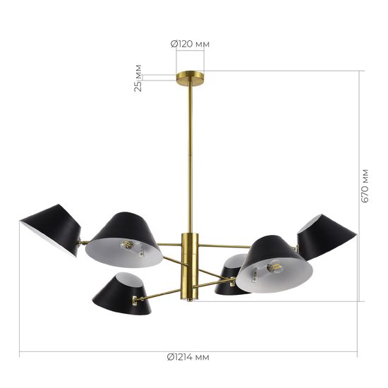 SLE1253-343-06 Светильник подвесной Латунь/Черный, Белый E14 6*60W NORBI
