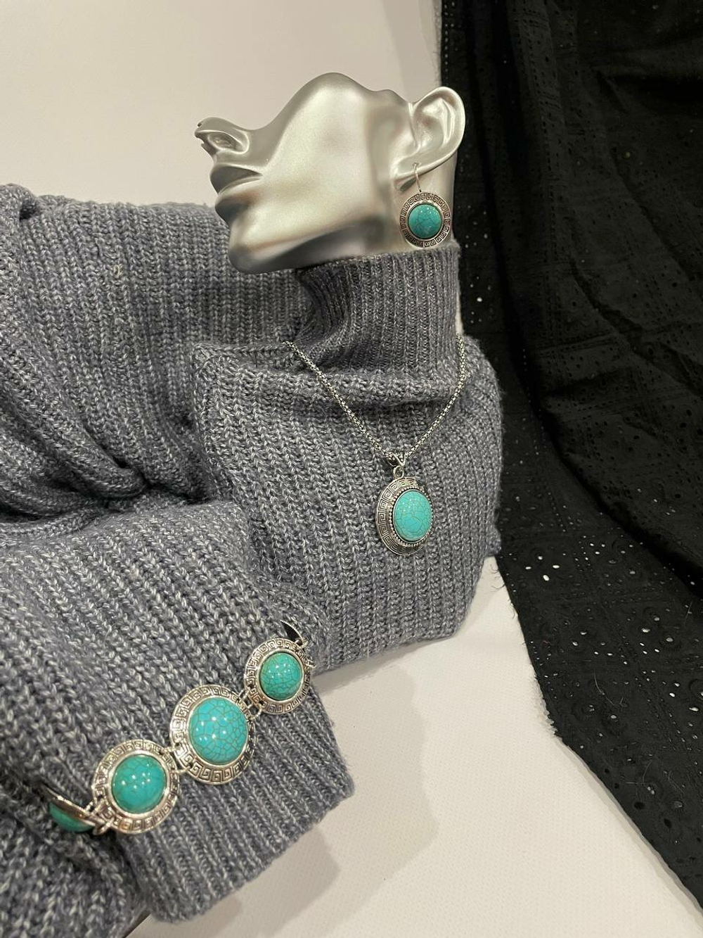 Комплект бижутери "Бирюза" - Форма "Круг""