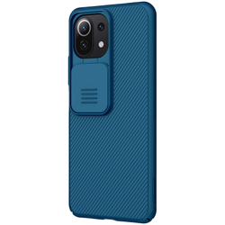 Чехол синего цвета на Xiaomi Mi 11 Lite от Nillkin CamShield Case, с защитной крышкой для задней камеры