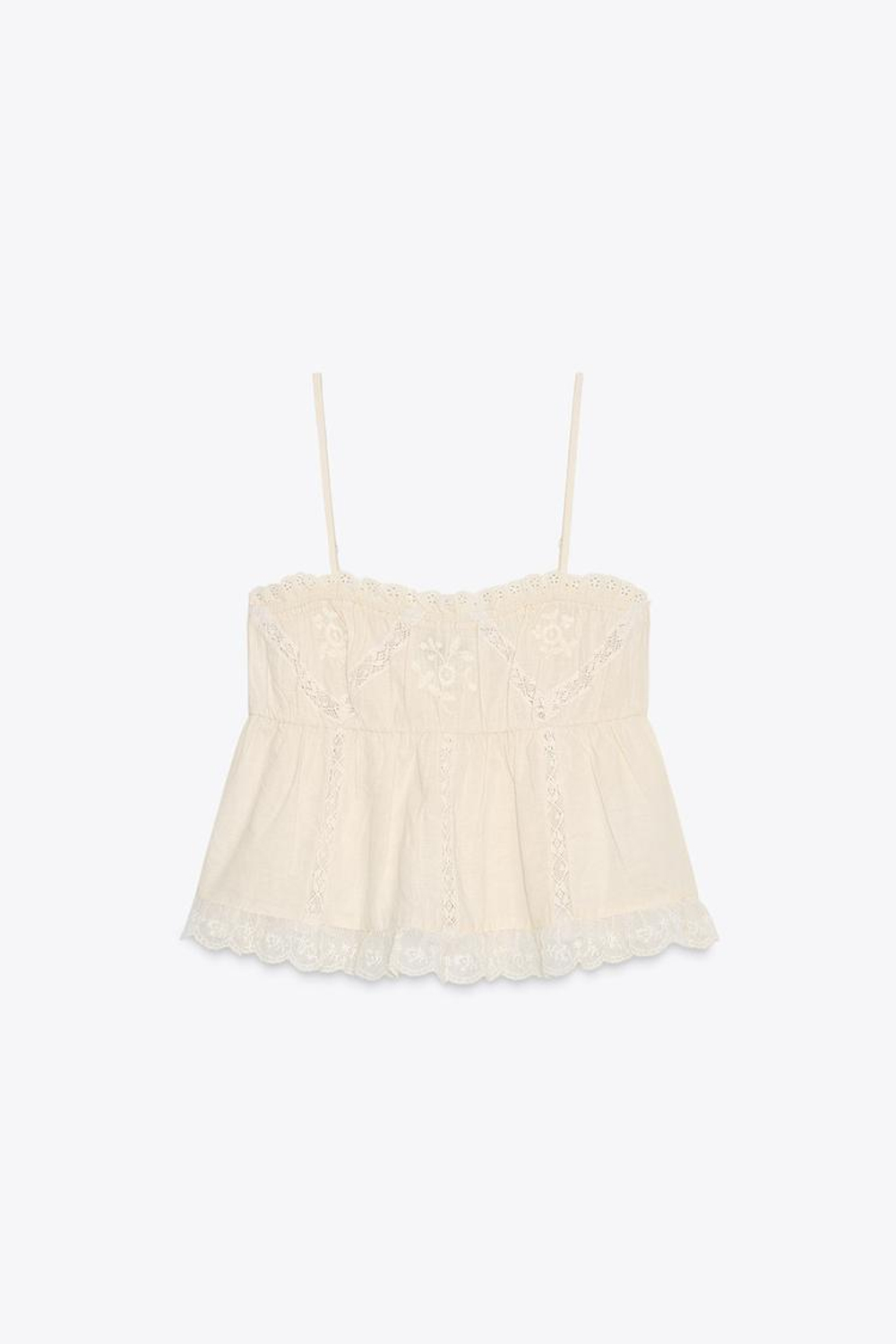 ZARA ТОП С ЭЛАСТИЧНОЙ ДЕТАЛЬЮ И ВЫШИВКОЙ, РОЗОВАТЫЙ