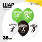 Шар латексный 35см С ДР! Чемпион Футбол (Ассорти)