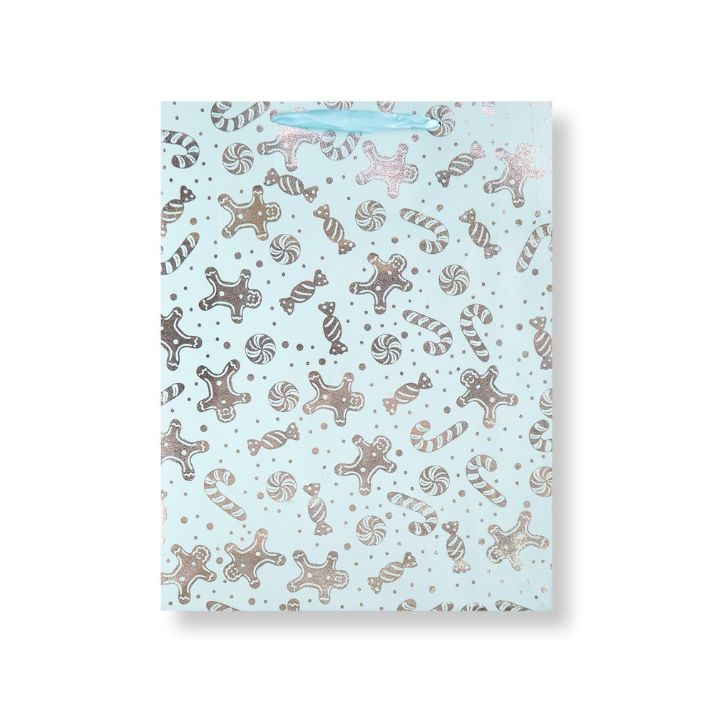 Пакет подарочный бумажный Alingar, (XXL) 38х50х10 см, вертикальный, "Новый год", ламинация, тиснение, ассорти