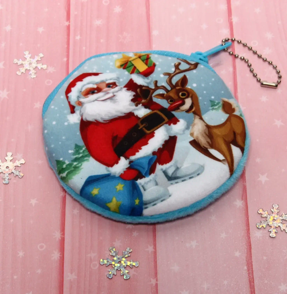 Кошелек с цепочкой «Дед Мороз с подарком», d-10см