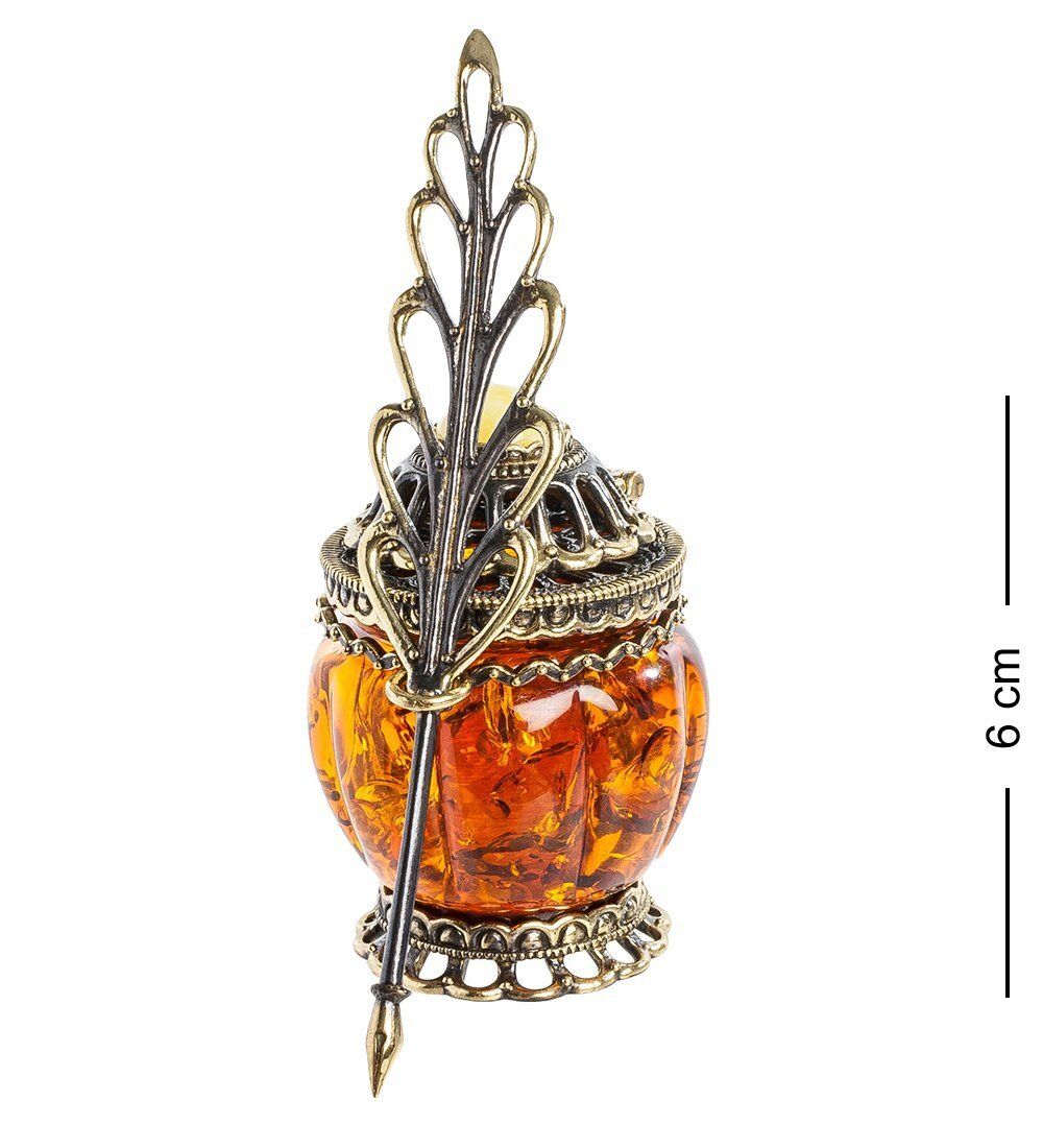 AM-1361 Чернильница «Модерн» (латунь, янтарь)