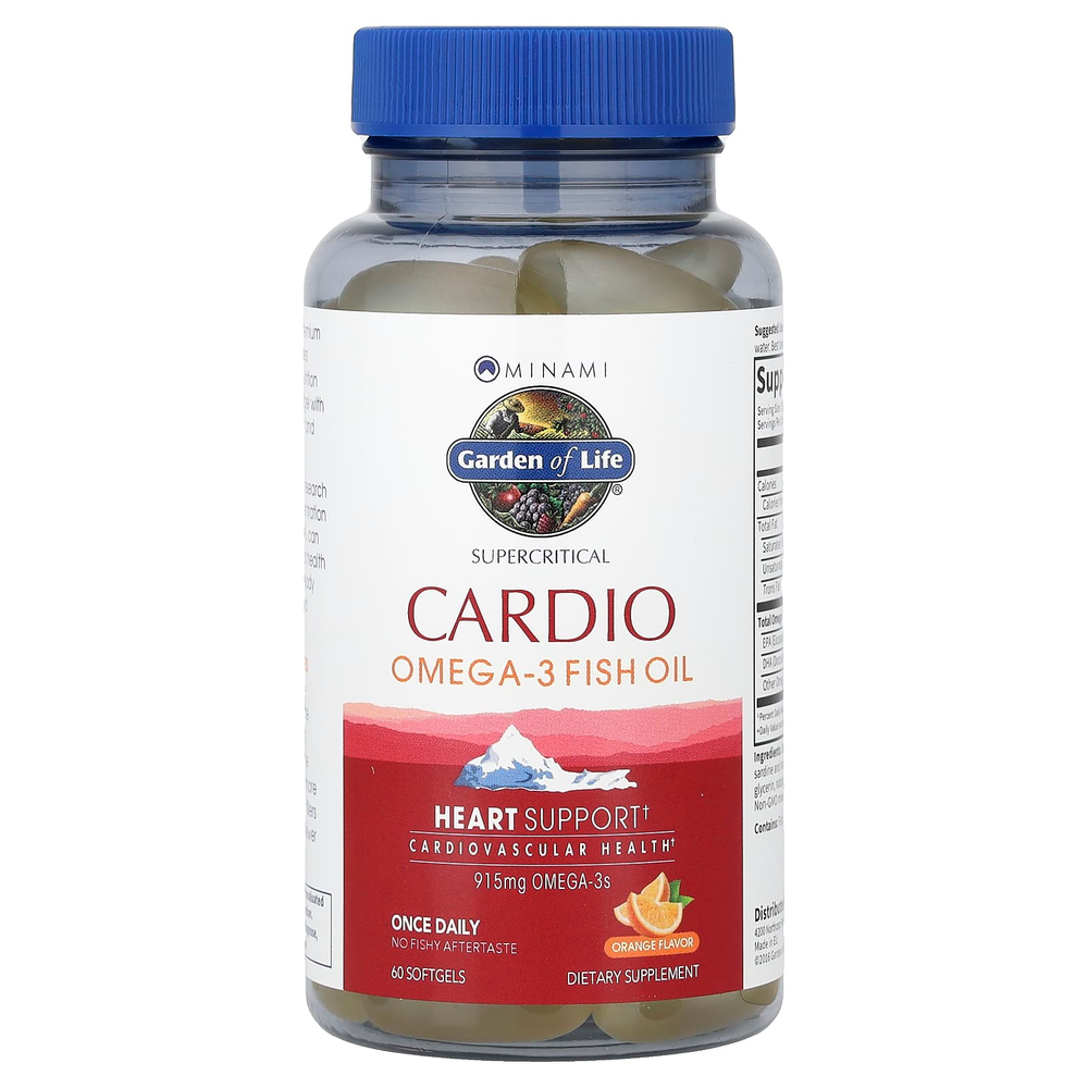 Minami Nutrition, Supercritical Cardio, рыбий жир с омега-3, апельсиновый вкус, 915 мг, 60 капсул