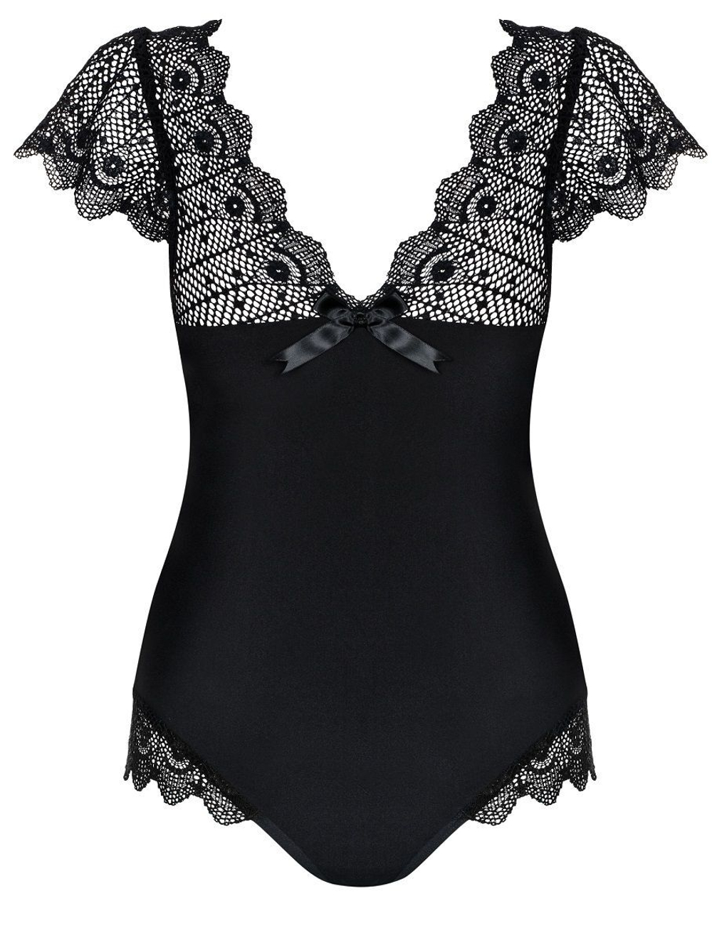 Боди Moketta с сетчатыми вставками и коротенькими рукавчиками (Размер: L-XL) (Цвет: черный)