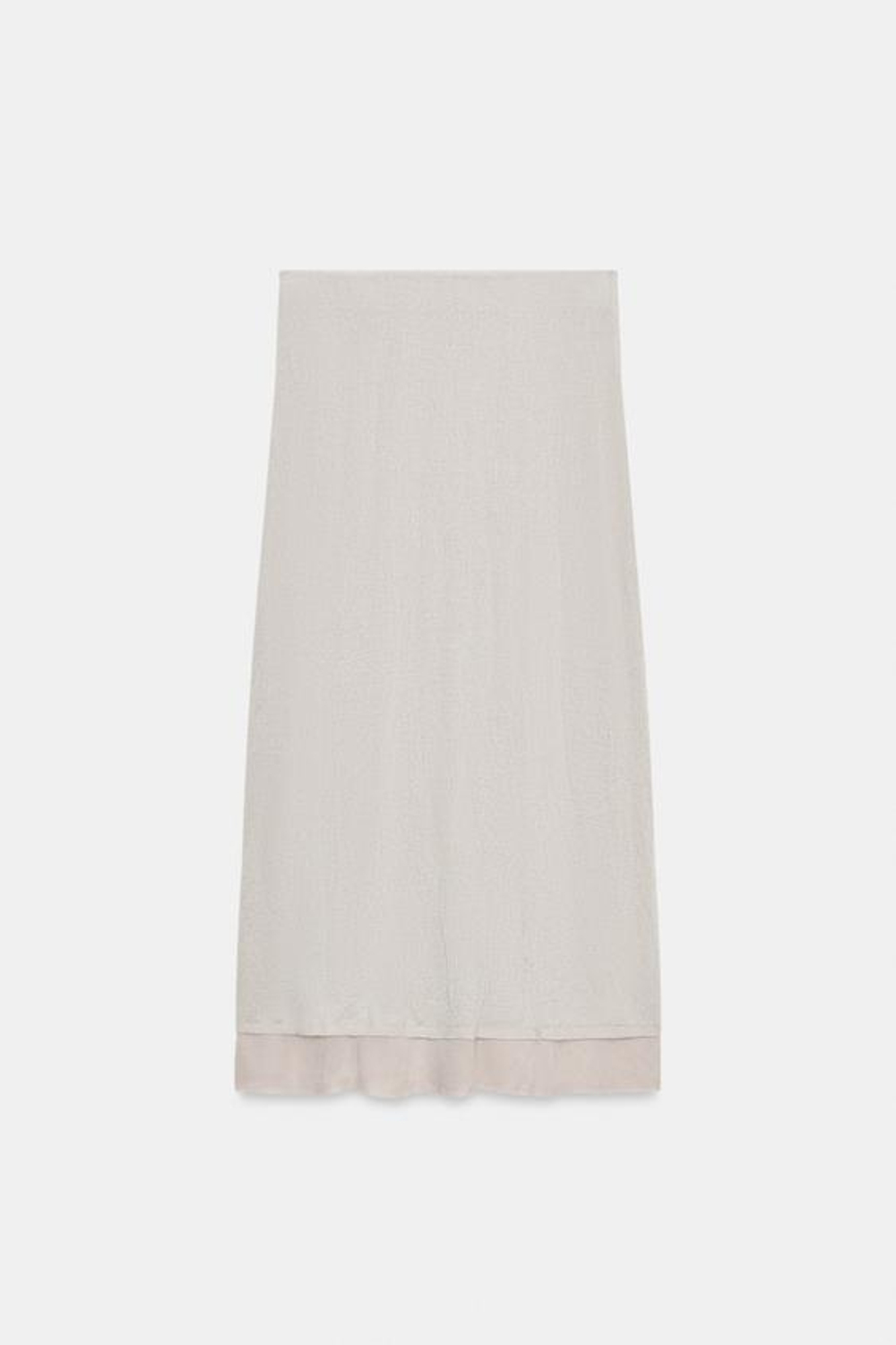 ZARA ЮБКА МИДИ ИЗ ЖАТОГО ТРИКОТАЖА, ПЕСОЧНЫЙ МЕЛАНЖ