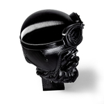 Бородатый череп в мотошлеме, фигурка для декора интерьера, арт-объект, коллекционный предмет, 3D печать, черный 16 см.
