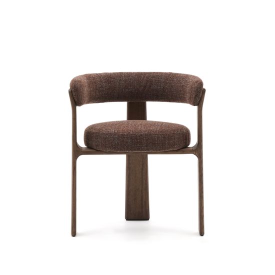 Granite Стул на 3 ножках из коричневого шенилла и массива ясеня в отделке орех Испания La Forma
