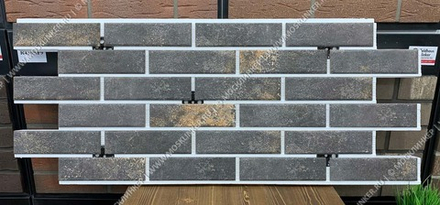 Клинкерная фасадная термопанель, плитка BestPoint Exclusive Metal Dark, ППС (пенополистирол), 1025x455 толщина 60 мм